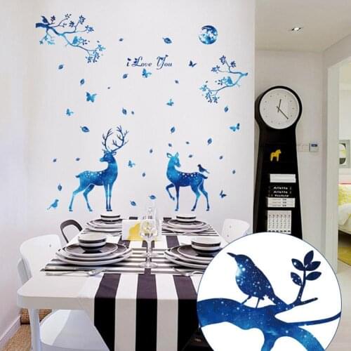 Nordic Reindeer Leaf Waterproof PVC Wall Sticker Mural Decal DIY Bedroom Decor Fashion