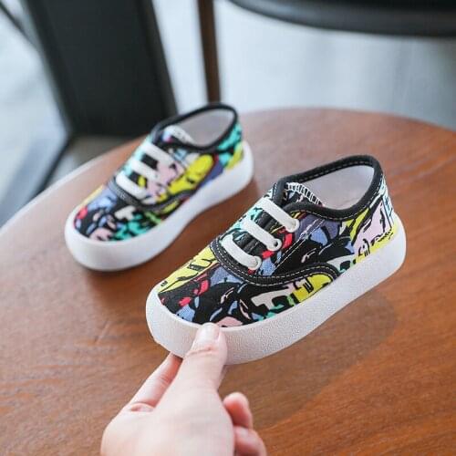 Childrens Canvas Shoes Boys Casual Shoes Girls Soft Sole One-step Cloth Shoes Fashion Single Shoes Breathable Kids Shoes