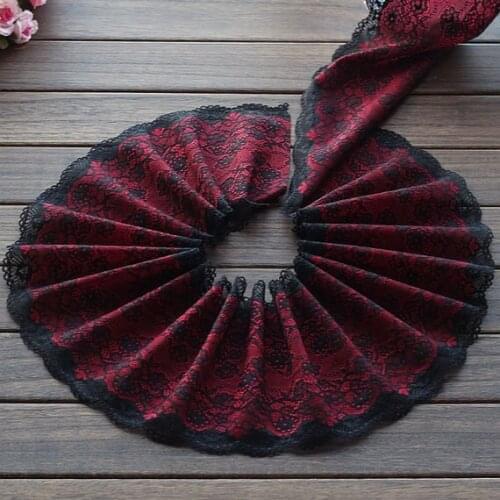 Wine Red Stretchy Lace Trim 6.69" Wide 2 yards for costume crafting supplies