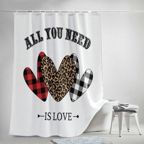 All You Need is Love Shower Curtain Set with 12 Hooks Bathroom Decoration