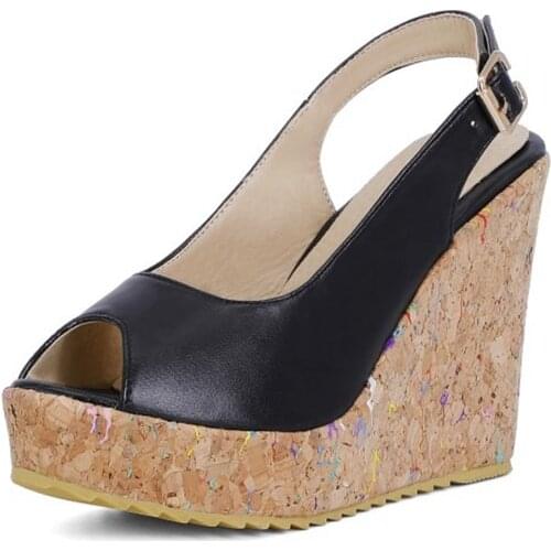 Zapatos Mujer Gladiator Sandals Women Wedge Pumps Ankle Buckle Strap Sexy Party Wedding Shoes High Heels 12cm Platform 8828