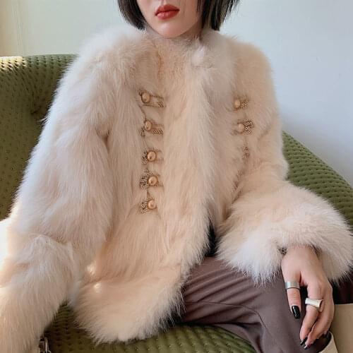 British style noble fox fur grass Jacket Womens mid long 2020 new winter young Haining Retro
