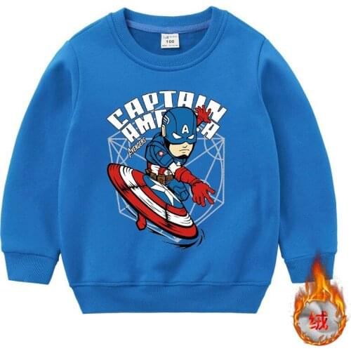 1~12 year Autumn Winter children clothing Plus Velvet America Hero shirt coat cartoon anime blouse sweater girl boy clothes
