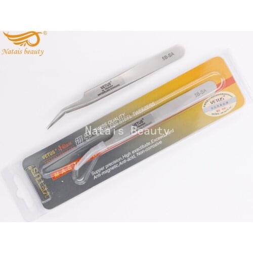 10pcs/lot Vetus Stainless Steel Anti-static Eyelash Tweezers Superhard Eyelash Extension Tool Best Quality Tweezer