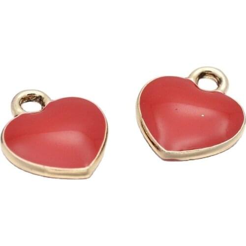 10Pcs Alloy Enamel Flower Beads Heart Charms For Women DIY Bracelets Necklaces Earrings Jewelry Gift Making Accessories