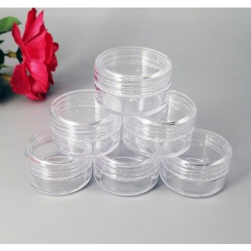 100pcs 5g clear plastic cream jar cosmetic sample container packaging small round jars