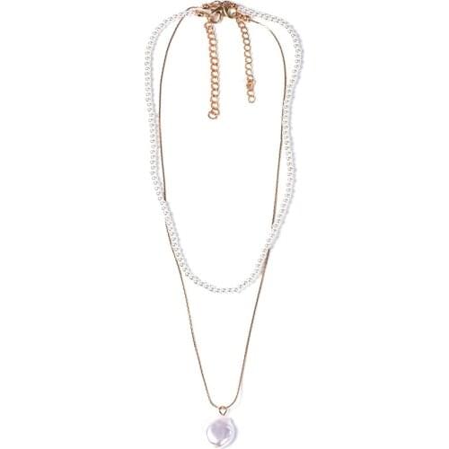 2pc/set Bohemian za Seed Beads Necklaces for Women Pearl Pendant Choker Gold Chain Long Necklace Pearls Party Jewelry