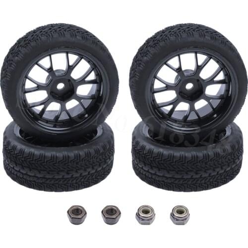 4PCS RC 1/16 1/10 On Road Tires & Wheel Rim 12mm Hex 12mm OD:63mm Width:26mm For Tamiya HSP HPI Himoto Redcat Model Car Models