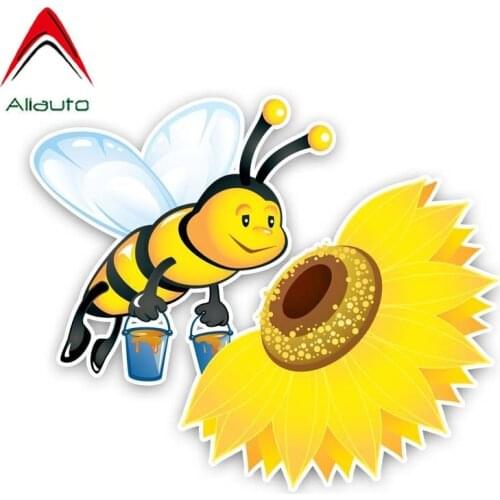Aliauto Funny Car Sticker An Industrious Bee Decal Accessories PVC for Toyota Opel Seat Vw Nissan Suzuki Peugeot Skoda,15cm*13cm