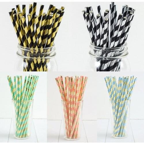 Childrens toys party birthday party decoration wedding favors Straw star 25pcs Straw the paper gold and silver foil