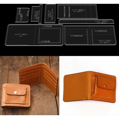 DIY handmade leather mold wallet acrylic template tool set sewing leather coin purse handmade transparent pattern