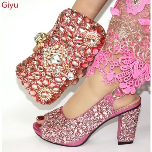 Doershow New Design African Elegant Shoes And Bag To Match Set Italian Comfortable Heels Party Shoes And Bag Set For lady!SJL1-7