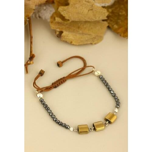 Dr Stone Natural Stone Women Hematite Macrame Bracelet Z121AR165