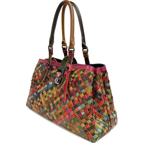 Fashion Braid Woven Shoulder Bag Colorful Woven Top Handle Tote Luxury Designer Handbags Crossbody Bag Messenger Bag Women Bag