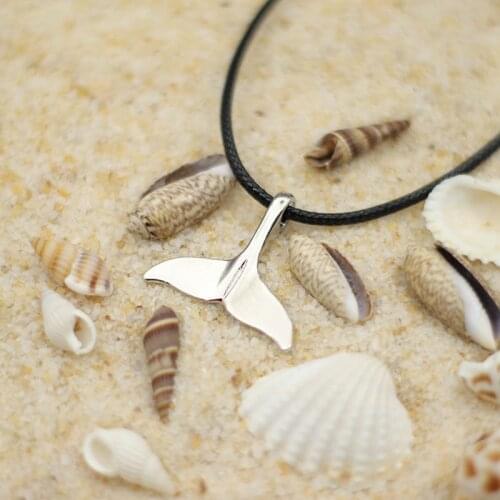 Fashion Whale Tail Pendant Necklace Men Marine Protected Animals Necklace 60cm Hiphop Punk Necklace Beach Gift For Boyfriend