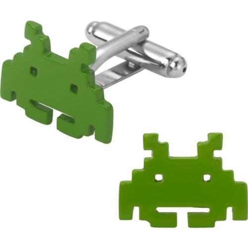 Mens shirts Cufflinks high-quality copper material Green robot Cufflinks 5 pairs of packaging for sale