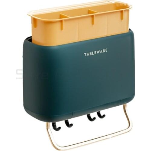 Chopsticks basket shelf wall mounted non perforated drain cage household Japanese spoon knife rest integrated storage box