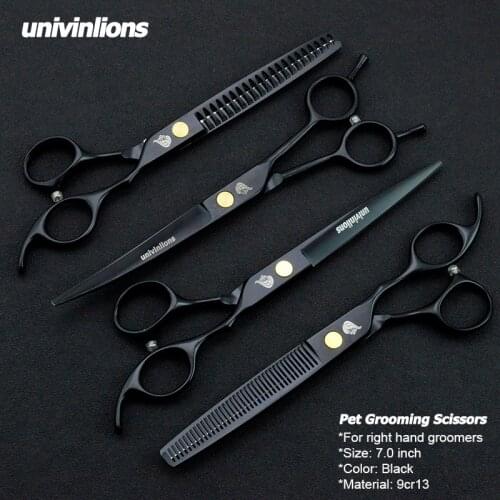 Univinlions 7" dog grooming scissors pet dog shears animals cat cutting scissors dog thinning scissors up curved shear tools kit