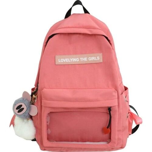 New Fashion Casual Women Backpack 2020 Nylon Travel Shoulder Bag School Bag For Teenage Girls Solid Color Red Bag Pack Purse