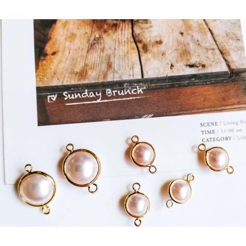 Gold Plated Pearl Pendant Beads Eardrop Charms Necklace Earring Accessories Diy Material Jewelry Components 8pcs