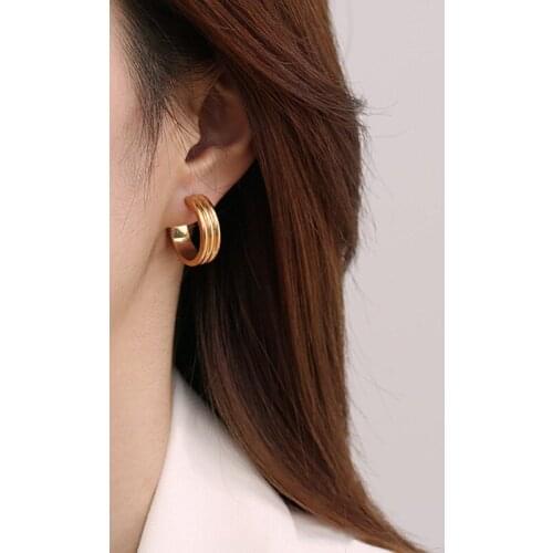 Simple Luxury Circle Earrings Fashion Jewelry Gifts For Women Korean Personality Retro Design