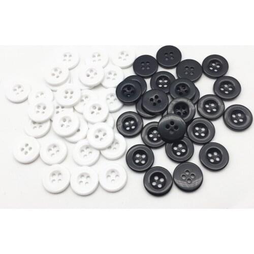 100pcs 15mm Black/White Resin Round Buttons Sewing 4 Holes Shirt Button For Clothing Scrapbooking Cardmaking Accessories