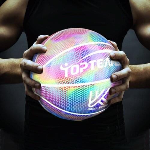 Size 7 Luminous Basketball Sports Synthetic Court Personalized cement floor Holographic Basketball Birthday Present Glowing Ball