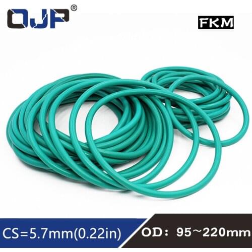 1PC Rubber Ring Green FKM O ring Seal CS5.7mm OD95/100/105/110/125/140/160/175/200/220mm Rubber Seal Gasket Fuel Oil Ring Washer