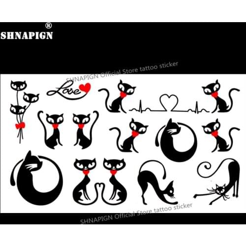 Sexy Black Cat Fox Temporary Tattoo Body Art Arm Flash Tattoo Stickers 17*10cm Waterproof Fake Henna Painless Tattoo Sticker