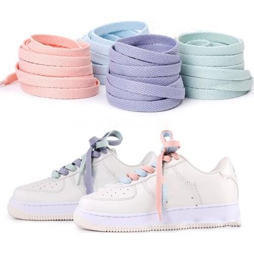 1pair 120/130/140/160CM Shoelaces Pink Sport Travel Shoelace Classic Jelly Color Flat Polyester Shoe Laces Girls Blue Shoelace