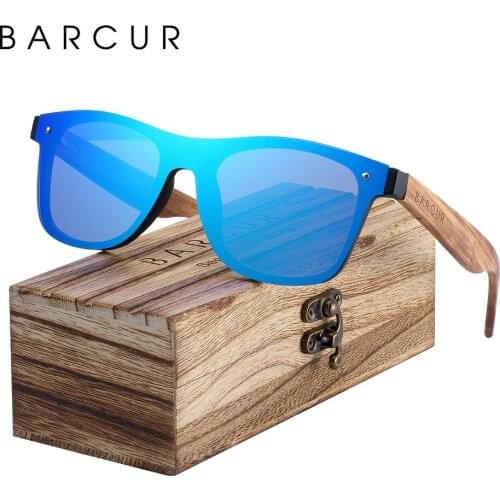 BARCUR Wood Sunglasses Black Walnut Sun glasses Men Eyewear Fashion Vintage Women Sun Glasses