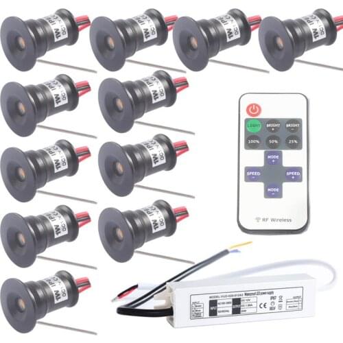 1W 12V Dimmable RGB Led Spotlight + Mini Transformer + Remote Lights Outdoor IP65 Interior Stage Wine Downlight Home Stair Lamp