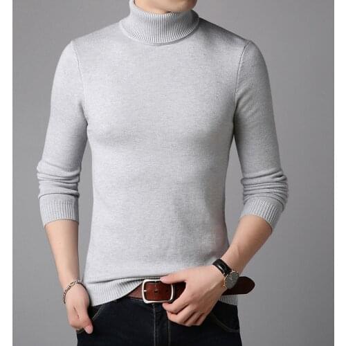 2021 Autumn Winter Mens Sweater Turtleneck Men Solid Pullovers Men Clothing Casual Slim Fit Male Knitted Sweaters Pull Homme