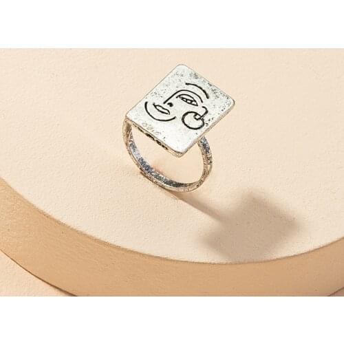 TARCLIY Fashion Geometric Abstract Face Ring Vintage Color Simple Interesting Portrait Ring Women Creative Jewelry Accessories