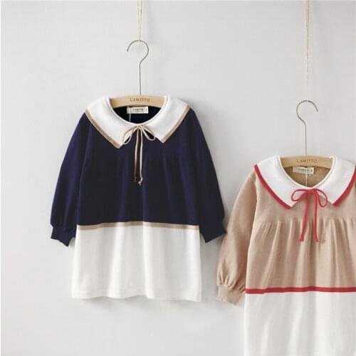 Tonytaobaby New Spring Dress for Baby Girl Campus College Fine Knitted Dress