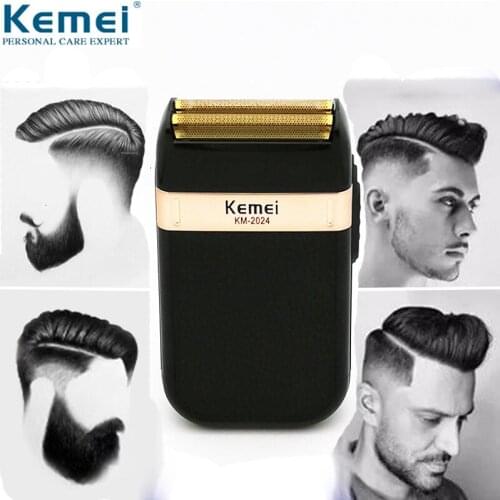 Kemei KM-2024 Rechargeable Floating Dual Blade Electric Shaver Men Face Care Electric Razor Cordless USB Charge Beard Trimmer