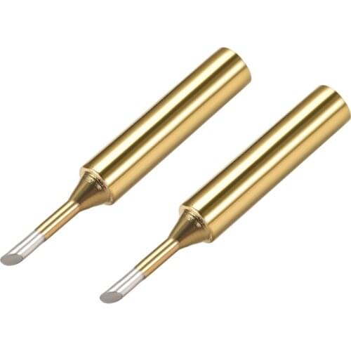 Uxcell 2 pcs Soldering Iron Tip Replacement Oxygen Free Copper 2mm Point Width Solder Tip 2C Golden