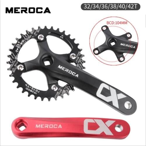 MEROCA Square Hole Bike Crankset BUCKLOS 104BCD Bicycle Crankset 170mm Crank Narrow Wide Chainring 32/34/36/38/40/42T MTB Part