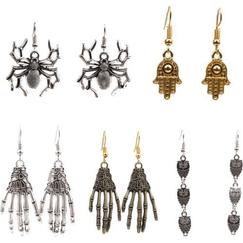 Vintage Halloween Drop Earrings For Women Spider Owl Paws Dangle Earrings Halloweens Party Accessories Fashion Jewelry Gifts