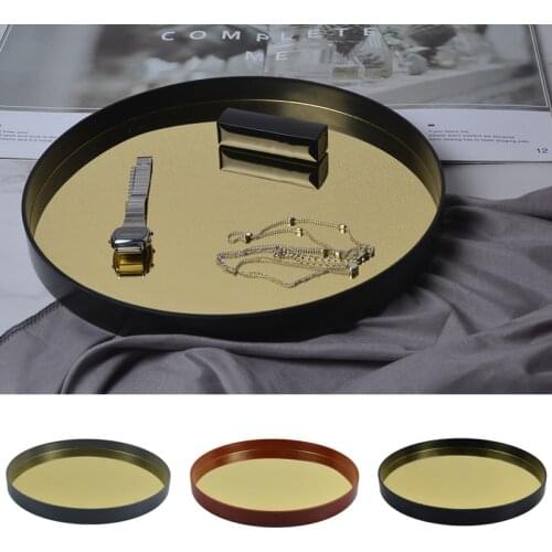 Vintage Metal Storage Tray Round Shape Saving Organizer Jewelry Display Plate Desktop Makeup Accessories