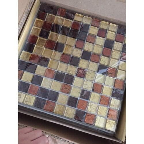 High Quality Gold Foil Crystal Glass Mosaic Tiles for wall for bathroom shower swimming pool DIY decorate 11pcs size 30*30cm