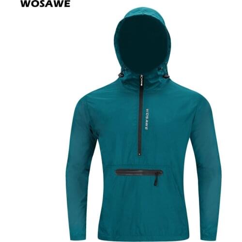 WOSAWE Windproof Cycling Jackets Hooded Men Riding Waterproof Cycle Clothing Bike Long Sleeve Jerseys Reflective Vest Wind Coat