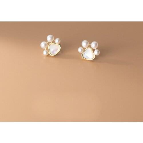 Enosola S925 Sterling Silver Cat Claw Earrings Women Freshwater Pearls Earrings Korean Temperament Multi-bead Earrings 2021 Tren