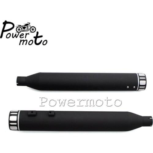 1 Pair Black Motorcycle Exhaust Muffler Slip-On Silencer Pipe For Harley Touring Roado King Street Glide Models 1995-later