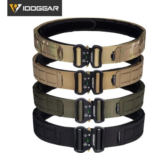 IDOGEAR 2 Inch Tactical Belt Quick Release Metal Buckle Laser MOLLE Mens Belts Camo airsoft tactical battle belt