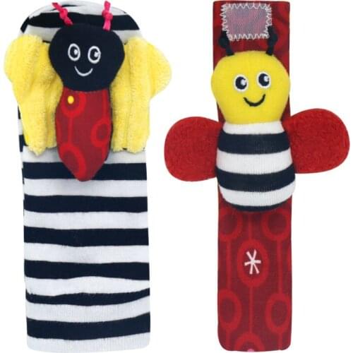 2 pcs Cartoon Baby Toys 0-12 Months Baby Rattles Children Infant Newborn Toys Soft Plush Sock Baby Rattle Toy Wrist