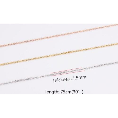 5pcs 316L Stainless Steel 1.5mm WIidth 75cm Long Rolo Link Chain Fit Women Men Chain Pendant Necklace Jewelry Making Findings