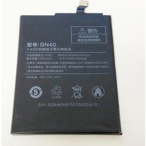3.85V 4100mAh BN40 For Xiaomi Redmi 4 High Edition Battery