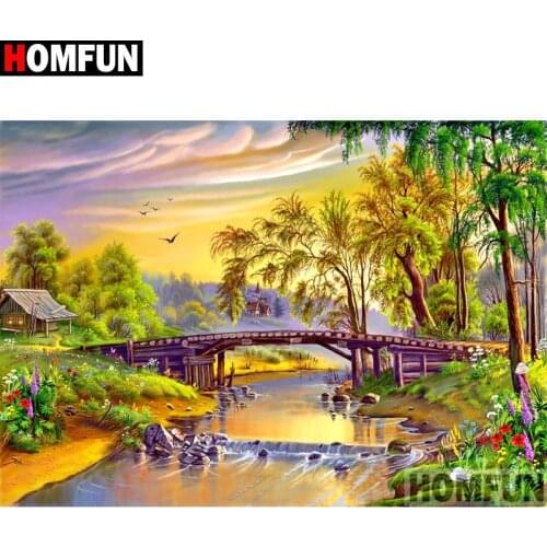 HOMFUN Full Square/Round Drill 5D DIY Diamond Painting "Bridge scenery" Embroidery Cross Stitch 3D Home Decor Gift A11181