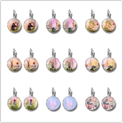 Army Bomb Glass Cabochon French Hooks Earrings Kpop Jewelry K-pop Boys Accessories For Bigbang Fans Album Love Yourself Gift